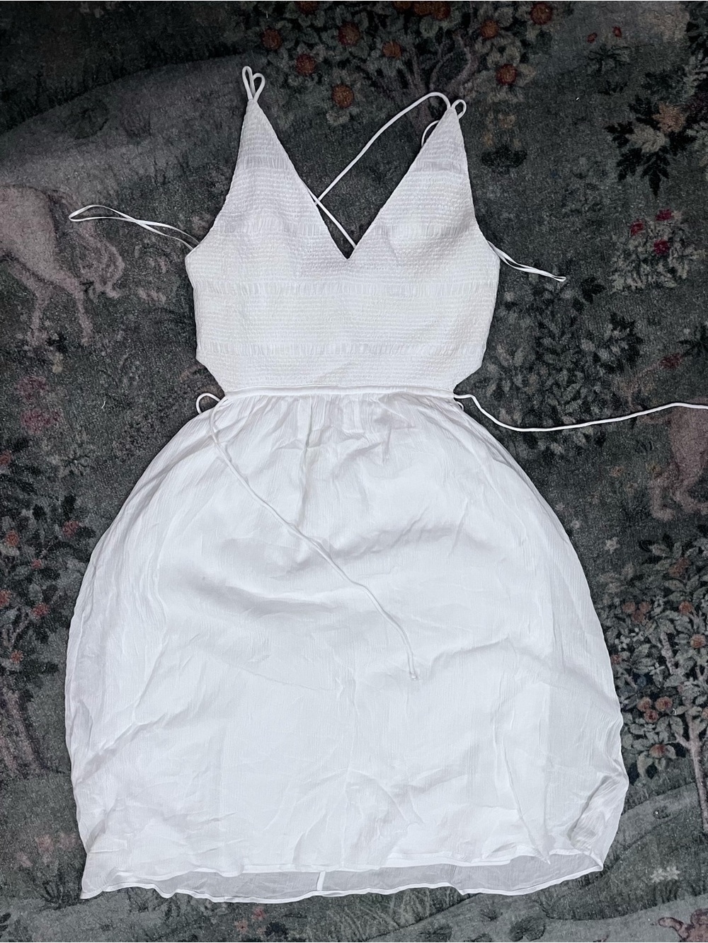 White V-Neck Spaghetti Strap Dress